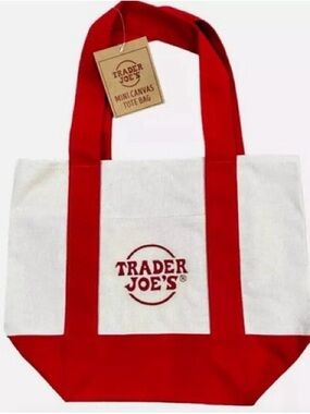 Trader Joe's Mini Canvas Tote Bag- Red